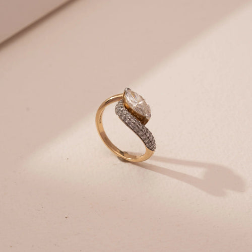 Lustrous Flow Solitaire Diamond Ring