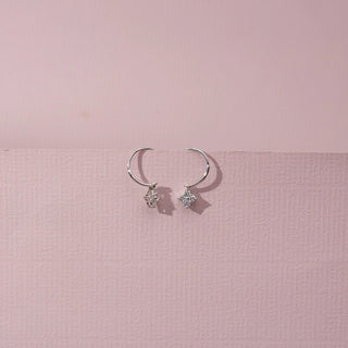 Front view of Floral Loop Diamond Earrings in 14KT White Gold, featuring round lab-grown diamonds in floral clusters.