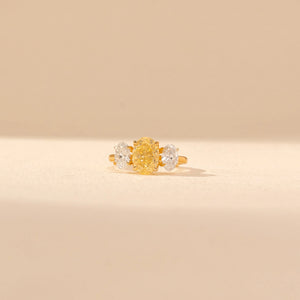 Radiant Golden Oval Diamond Ring