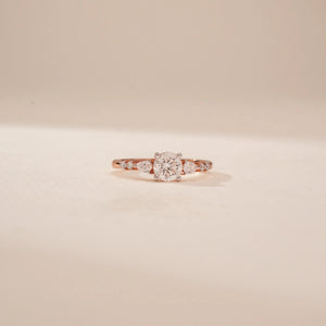 Round Flared Accent Diamond Ring