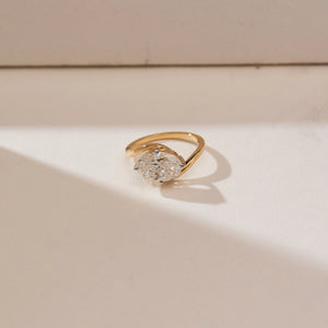 Horizontal Oval Bypass Diamond Ring