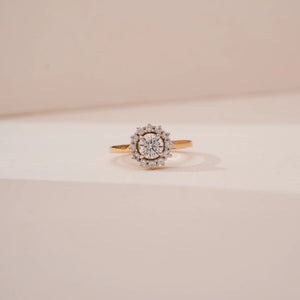 Sunburst Floral Gold Diamond Ring