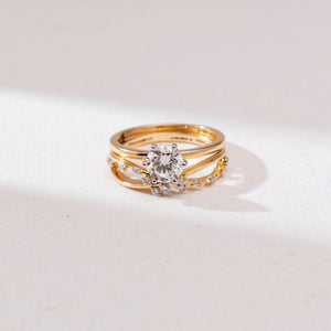 Radiant Golden Cross Diamond Ring