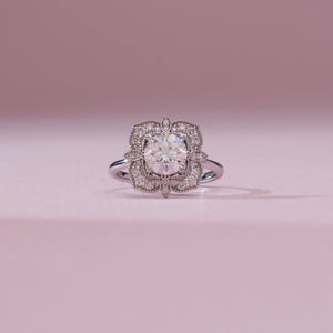 Vintage Square Halo Diamond Ring