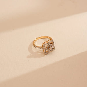 Geometric Square Halo Diamond Ring