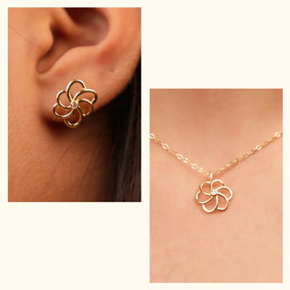 Set of 2|Petal Lab Grown Diamond Jewelry Set | Pendant & Stud Earrings
