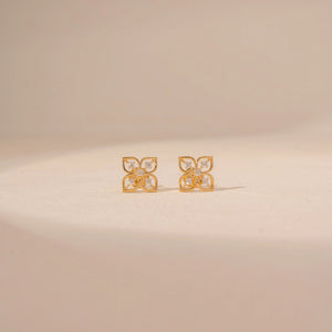 Graceful Four Petal Diamond Earring
