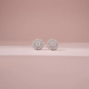 Double Halo Rosette Diamond Earring