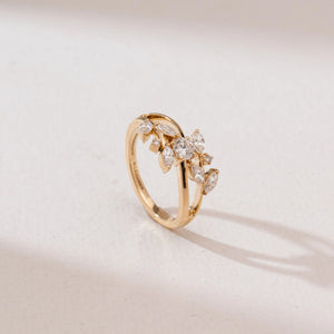 Radiant Golden Leaf Diamond Ring