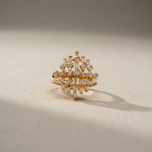 Royal Geometric Diamond Cluster Ring