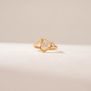 Oval Flowing Shank Diamond Ring