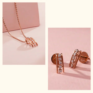 Set of 2|Rose Gold Lab Grown Diamond Jewellery Set | Necklace & Stud Earrings