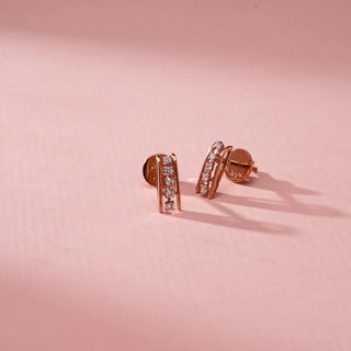 Set of 2|Rose Gold Lab Grown Diamond Jewelry Set | Necklace & Stud Earrings