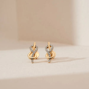 Infinity Loop Golden Diamond Earrings