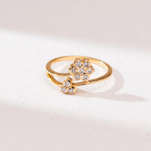 Dual Floral Cluster Diamond Ring
