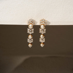 Radiant Crystal Pearl Charm Earring
