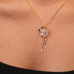 Blossom Diamond Drop Gold Pendant
