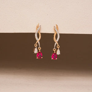 Sculpted Swirl Ruby Drop Earrings