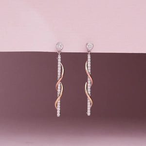 Linear Spiral Diamond Drop Earrings