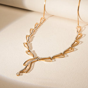 Golden Cascade Sculptural Diamond Necklace