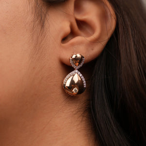 Asymmetric Bow Diamond Drop Earrings