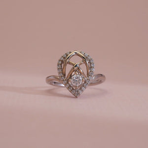 Classic Halo Teardrop Diamond Ring