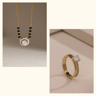 Set of 2|Solitaire Lab Grown Diamond Jewelry Set | Halo Pendant & Dusk Promise Ring