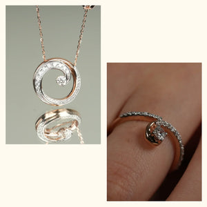 Set of 2|Swirl Lab Grown Diamond Jewellery Set | Pendant Necklace & Ring