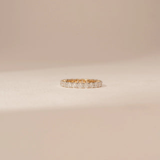 Front view of Timeless Alternating Diamond Eternity Ring in 14KT Yellow Gold, featuring round-cut lab-grown diamonds.