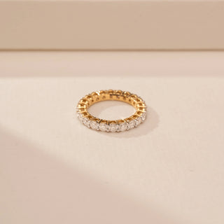 Top view of Timeless Alternating Diamond Eternity Ring in 14KT Yellow Gold, featuring round-cut lab-grown diamonds.