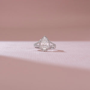 Glamorous Pear Halo Diamond Ring
