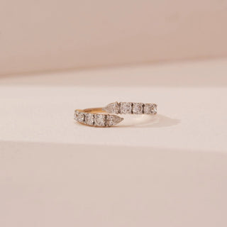 Front view of the Blooming Petal Diamond Cluster Ring in 14KT Yellow Gold, featuring a floral arrangement of round brilliant diamonds resembling a blooming flower.