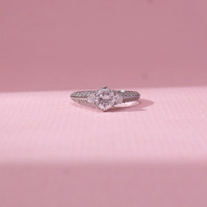 Classic Solitaire Pavé Diamond Ring