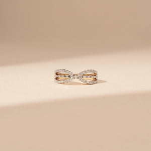 Sleek Intersecting Band Diamond Ring
