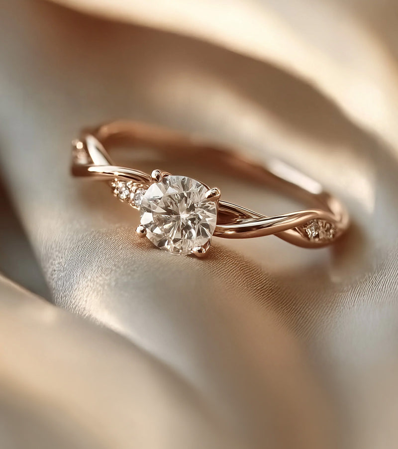 Twisted Band Lab Grown Diamond Engagement Rings
