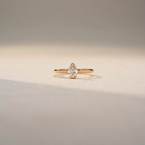 Divine Pear Crystal Charm Ring
