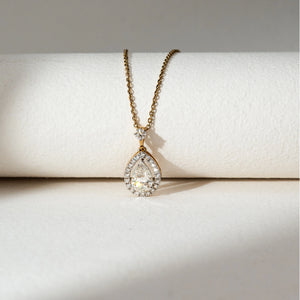 Radiant Pear Halo Diamond Pendant