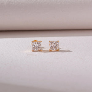 Elegant Princess Cut Diamond Earring