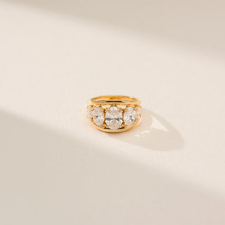 Top view of Graceful Oval Multi Stone Diamond Ring in 14KT Yellow Gold, featuring oval lab-grown diamonds.