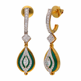 Vintage Emerald Diamond Drop Earrings