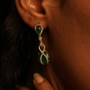 Emerald Gem Diamond Drop Earrings