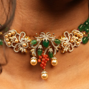 Emerald Pearl Diamond Necklace