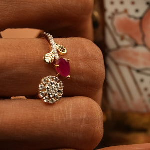 Floral Ruby and Diamond Ring