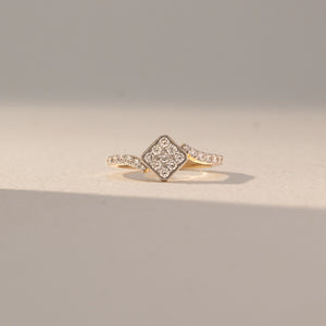 Tilted Square Cluster Diamond Ring
