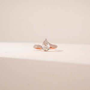 Pear Pave Shoulder Diamond Ring