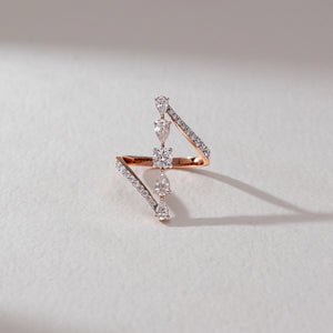 Elegant Cascade Pear Diamond Ring