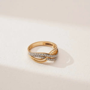 Golden Infinity Twist Diamond Band