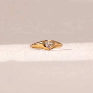 Minimal Heart Solitaire Diamond Ring