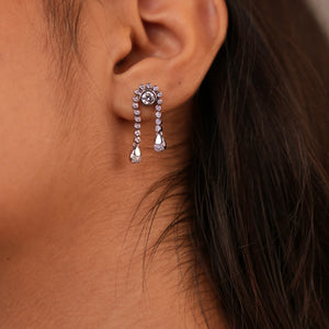 Solitaire Veil Diamond Drop Earrings