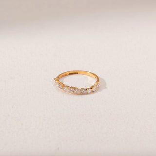 Top view of Floral Vine Diamond Ring in 14KT Yellow Gold, featuring round and oval lab-grown diamonds.